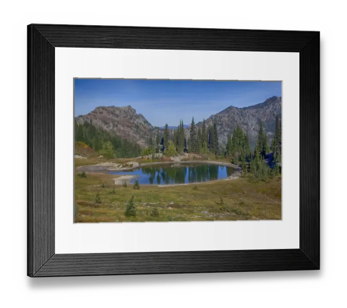 Framed Print : WA, Mount Rainier National Park, Alpine tarn along the Naches Loop near Chinook Pass Framed Print : WA, Mount Rainier National Park, Alpine tarn along the Naches Loop near Chinook Pass