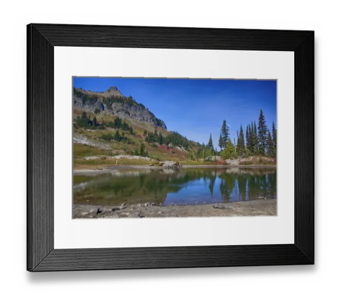 Framed Print : WA, Mount Rainier National Park, Alpine tarn along the Naches Loop near Chinook Pass Framed Print : WA, Mount Rainier National Park, Alpine tarn along the Naches Loop near Chinook Pass