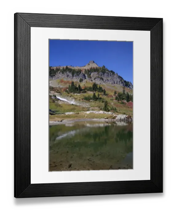 Framed Print : WA, Mount Rainier National Park, Alpine tarn along the Naches Loop near Chinook Pass Framed Print : WA, Mount Rainier National Park, Alpine tarn along the Naches Loop near Chinook Pass