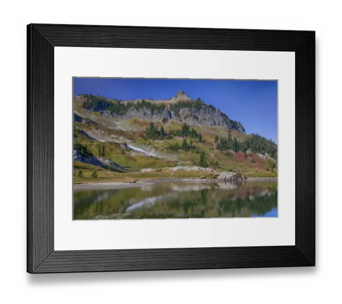 Framed Print : WA, Mount Rainier National Park, Alpine tarn along the Naches Loop near Chinook Pass Framed Print : WA, Mount Rainier National Park, Alpine tarn along the Naches Loop near Chinook Pass