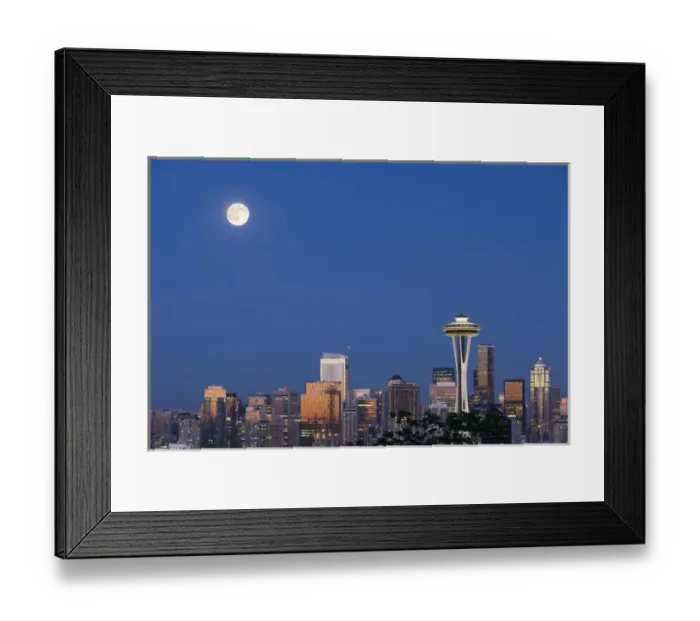 Framed Print : WA, Seattle, skyline view from Kerry Park, with full moon (2015) Framed Print : WA, Seattle, skyline view from Kerry Park, with full moon (2015)