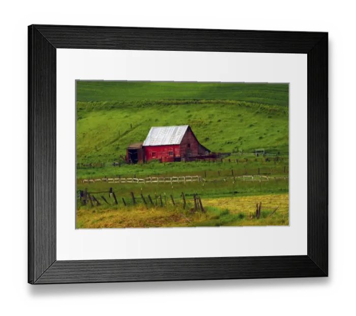 Framed Print : Red barn in the Palouse, Whitman County, Washington, USA