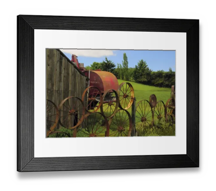 Framed Print : Iron wheels; Dahmen Barn; Uniontown; Palouse; Washington; USA Framed Print : Iron wheels; Dahmen Barn; Uniontown; Palouse; Washington; USA
