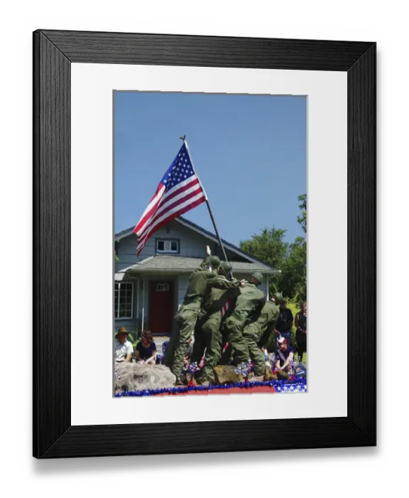 Framed Print : Iwo Jima Replica, float; July 4th parade; Ridgefield; Washington; USA