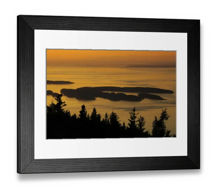 Framed Print : San Juan Islands from Mount Constitution at Sunset, Orcas Island, Washington, USA