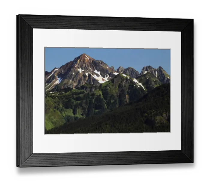 Framed Print : Larabee Mountain and Border Peak from Heather Meadows Visitor Center, Mount Baker