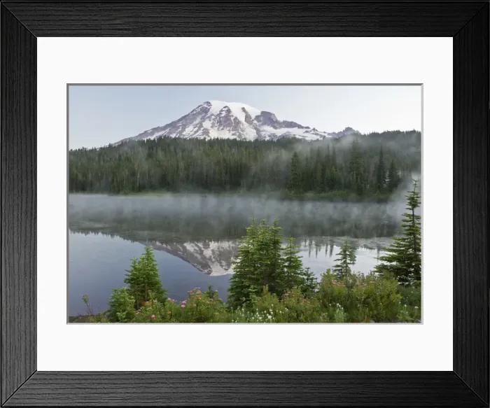 Framed Print : Mount Rainier, reflection, Mirror Lake, Mount Rainier National Park, Washington, USA