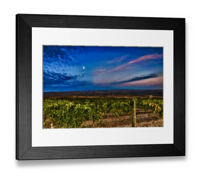 Framed Print : USA, Washington, Columbia Valley. Moon over the Cave B Estate Winery, a boutique Framed Print : USA, Washington, Columbia Valley. Moon over the Cave B Estate Winery, a boutique