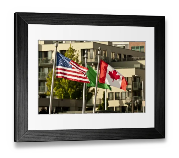Framed Print : USA, WAshington, Seattle. Flags fly at the the Sail-in parade of the Bell Street Framed Print : USA, WAshington, Seattle. Flags fly at the the Sail-in parade of the Bell Street