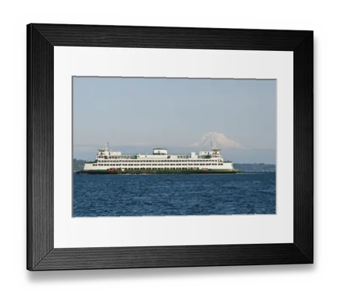 Framed Print : US, WA, Seattle. Volcanic Mt Rainier in Cascades viewed from waters of Puget Sound Framed Print : US, WA, Seattle. Volcanic Mt Rainier in Cascades viewed from waters of Puget Sound