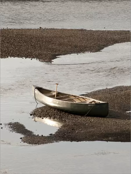 USA, WA, Bainbridge Island. Low tide in Fletcher Bay beaches canoe