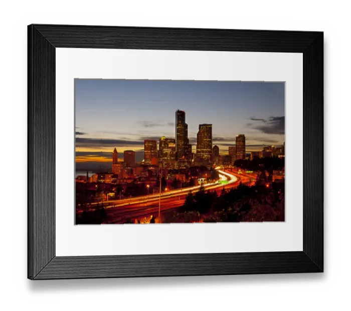 Framed Print : USA, Washington, Seattle. Seattle skyline at dusk Framed Print : USA, Washington, Seattle. Seattle skyline at dusk