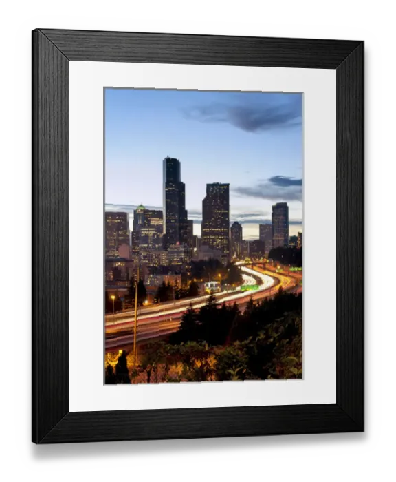 Framed Print : USA, Washington, Seattle. Seattle skyline at dusk Framed Print : USA, Washington, Seattle. Seattle skyline at dusk