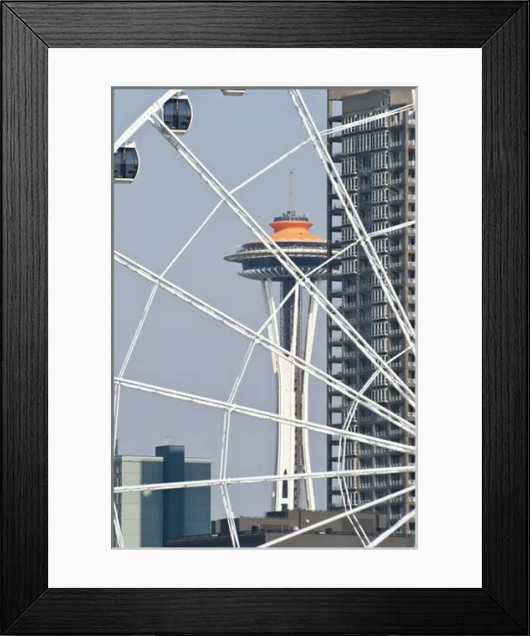 Framed Print : USA, WA, Seattle. Dramatic downtown waterfront includes iconic Space Needle Framed Print : USA, WA, Seattle. Dramatic downtown waterfront includes iconic Space Needle
