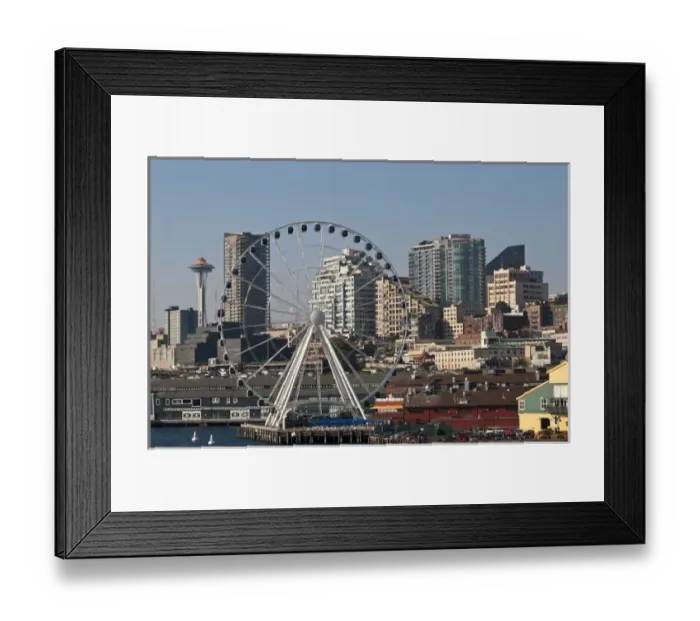 Framed Print : USA, WA, Seattle. Dramatic downtown waterfront includes iconic Space Needle Framed Print : USA, WA, Seattle. Dramatic downtown waterfront includes iconic Space Needle