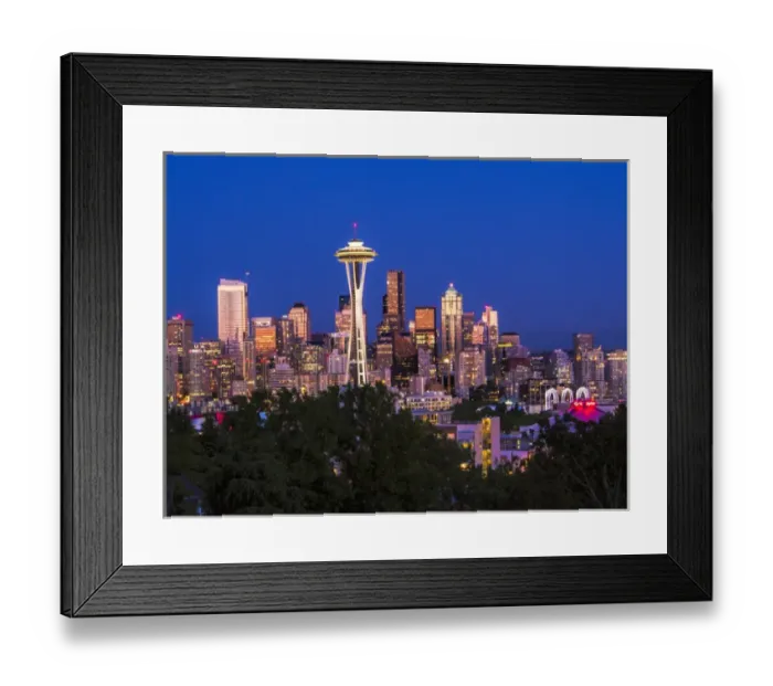 Framed Print : North America; USA; Washington; Seattle; Seattle Skyline at Dusk