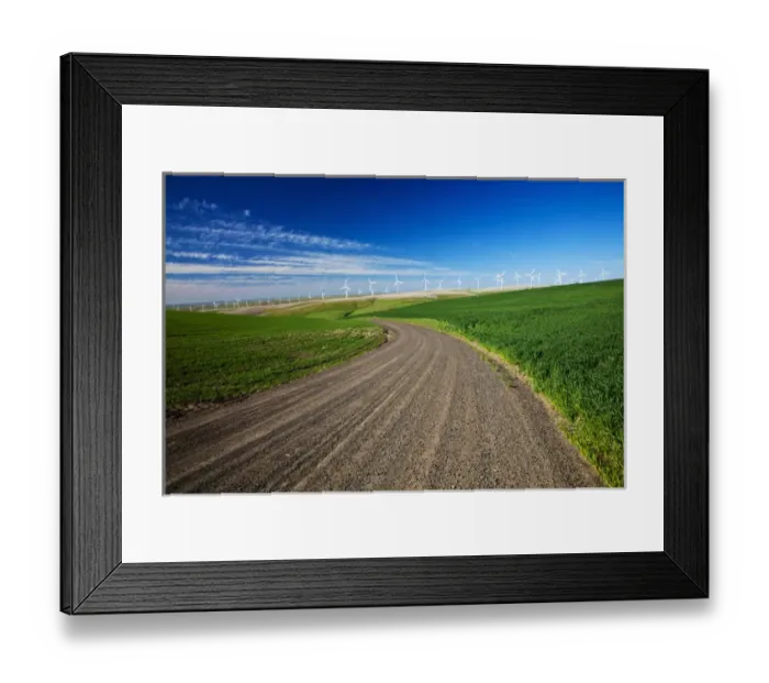 Framed Print : USA, Washington, Spring in Palouse Country Washington with Wind Generators