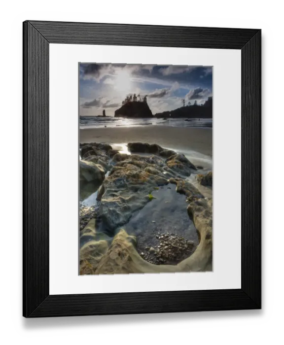 Framed Print : Sunset and beach. Olympic National Park, Washington, US