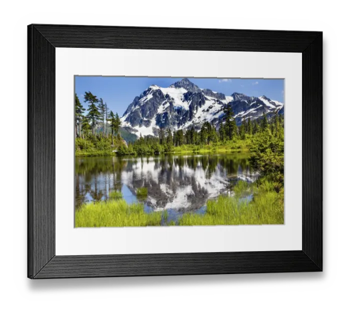 Framed Print : Picture Lake Evergreens Mount Shuksan Mount Baker Highway Snow Mountain Trees Washington Framed Print : Picture Lake Evergreens Mount Shuksan Mount Baker Highway Snow Mountain Trees Washington