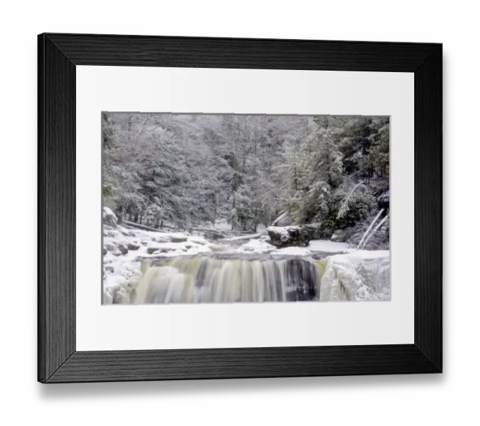 Framed Print : USA, West Virginia, Blackwater Falls State Park. Waterfall in winter landscape. Credit as Framed Print : USA, West Virginia, Blackwater Falls State Park. Waterfall in winter landscape. Credit as