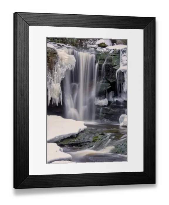 Framed Print : USA, West Virginia, Blackwater Falls State Park. Partially frozen waterfall. Credit as Framed Print : USA, West Virginia, Blackwater Falls State Park. Partially frozen waterfall. Credit as