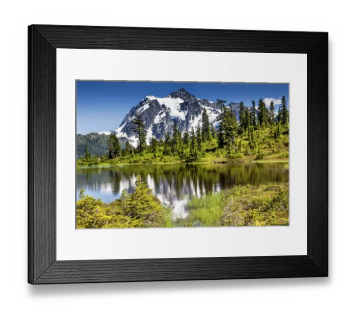 Framed Print : Picture Lake Evergreens Mount Shuksan Mount Baker Highway Snow Mountain Trees Washington Framed Print : Picture Lake Evergreens Mount Shuksan Mount Baker Highway Snow Mountain Trees Washington