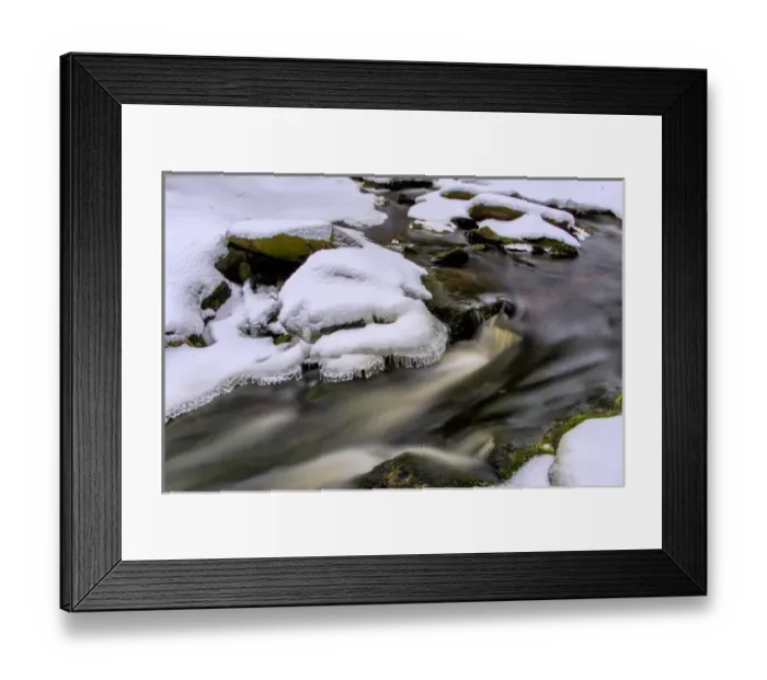 Framed Print : USA, West Virginia, Blackwater Falls State Park. Flowing winter stream. Credit as Framed Print : USA, West Virginia, Blackwater Falls State Park. Flowing winter stream. Credit as