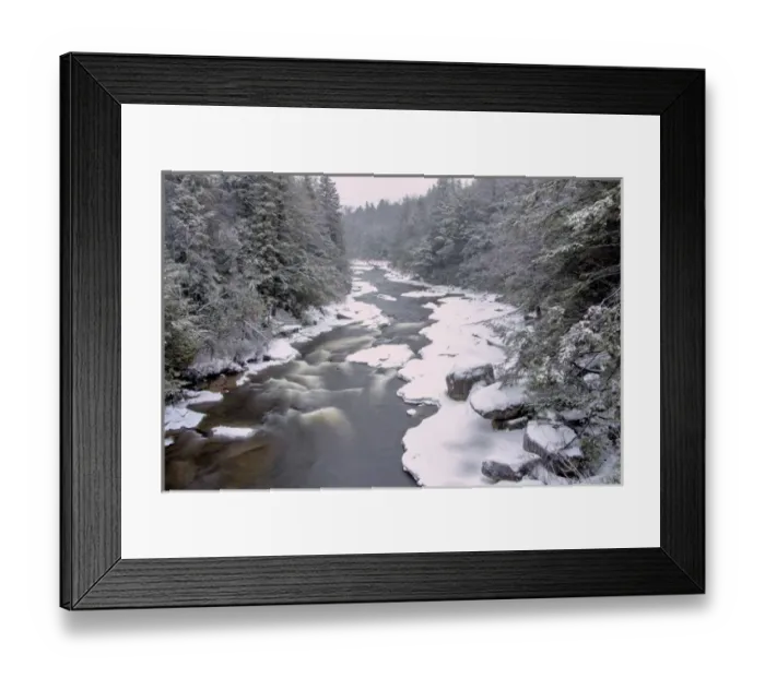 Framed Print : USA, West Virginia, Blackwater Falls State Park. Stream in winter landscape. Credit as Framed Print : USA, West Virginia, Blackwater Falls State Park. Stream in winter landscape. Credit as