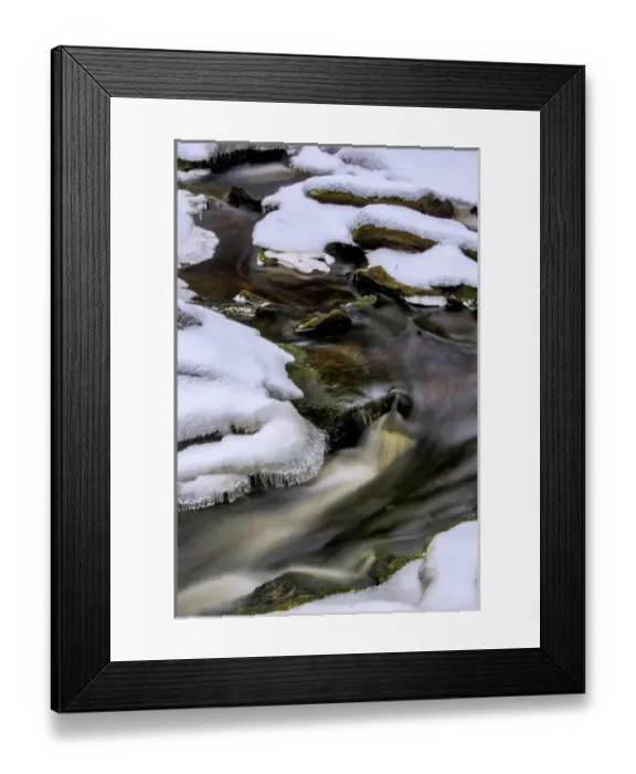 Framed Print : USA, West Virginia, Blackwater Falls State Park. Flowing winter stream. Credit as Framed Print : USA, West Virginia, Blackwater Falls State Park. Flowing winter stream. Credit as