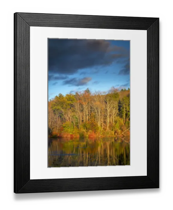 Framed Print : USA, West Virginia, Delaware Watergap Recreational Area. Sunset on Hidden Lake. Credit as