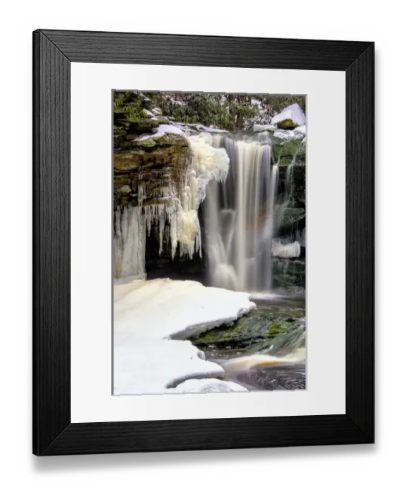 Framed Print : USA, West Virginia, Blackwater Falls State Park. Partially frozen waterfall. Credit as Framed Print : USA, West Virginia, Blackwater Falls State Park. Partially frozen waterfall. Credit as