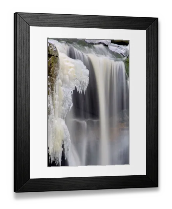 Framed Print : USA, West Virginia, Blackwater Falls State Park. Partially frozen waterfall. Credit as Framed Print : USA, West Virginia, Blackwater Falls State Park. Partially frozen waterfall. Credit as