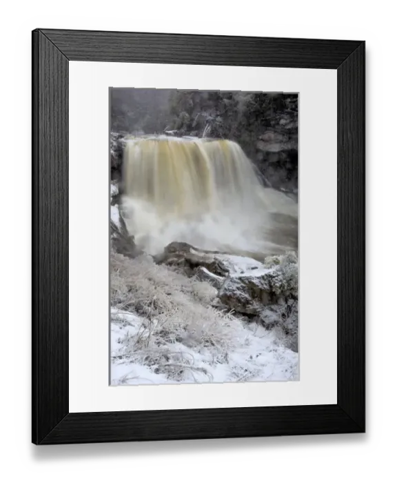 Framed Print : USA, West Virginia, Blackwater Falls State Park. Blackwater Falls in winter. Credit as