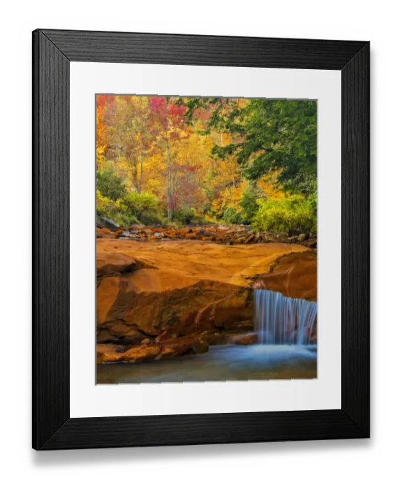 Framed Print : USA, West Virginia, Douglass Falls. Waterfall over rock outcrop