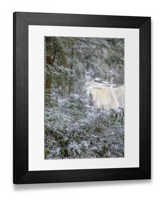 Framed Print : USA, West Virginia, Blackwater Falls State Park. Blackwater Falls in winter. Credit as