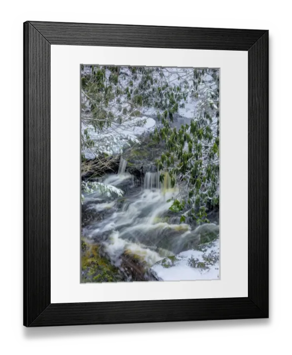 Framed Print : USA, West Virginia, Blackwater Falls State Park. Blackwater River in winter. Credit as