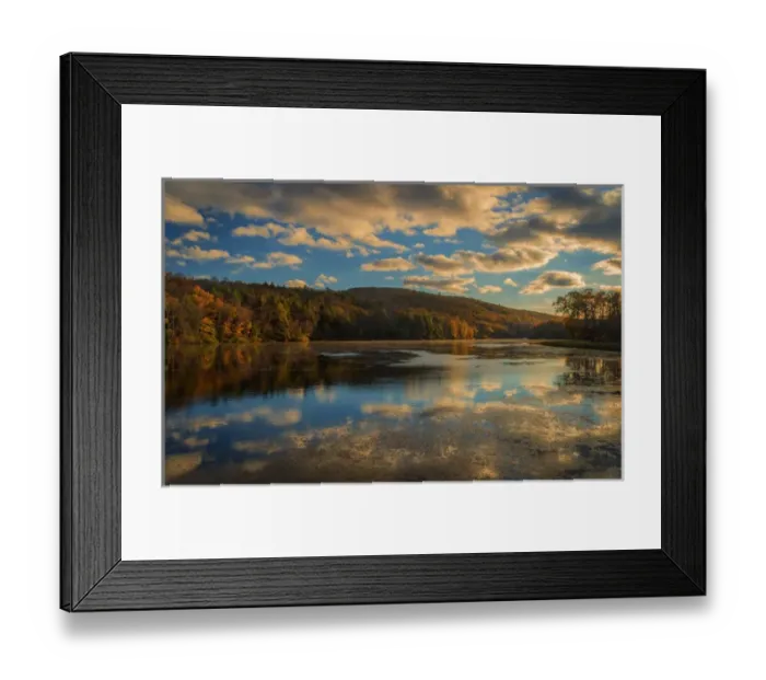 Framed Print : USA, West Virginia, Delaware Watergap Recreational Area. Sunset on Hidden Lake. Credit as Framed Print : USA, West Virginia, Delaware Watergap Recreational Area. Sunset on Hidden Lake. Credit as