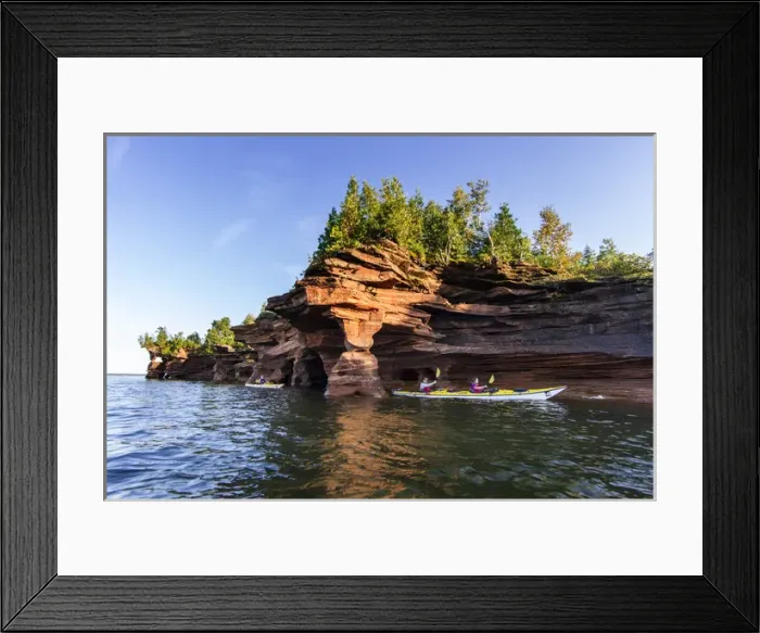 Framed Print : Kayakers exploring the sea caves of Devils Island in the Apostle Islands National Lakeshore Framed Print : Kayakers exploring the sea caves of Devils Island in the Apostle Islands National Lakeshore