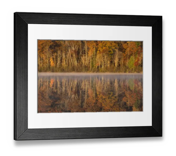 Framed Print : USA, Wisconsin. A cold morning on a Mill pond Lake in Autumn
