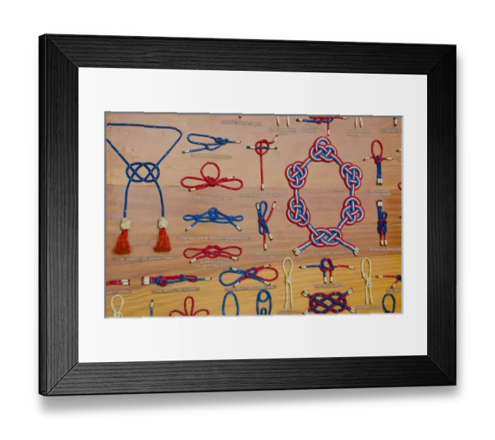Framed Print : Wisconsin, Manitowoc. Wisconsin Maritime Museum at Manitowoc. Maritime knot sampler Framed Print : Wisconsin, Manitowoc. Wisconsin Maritime Museum at Manitowoc. Maritime knot sampler