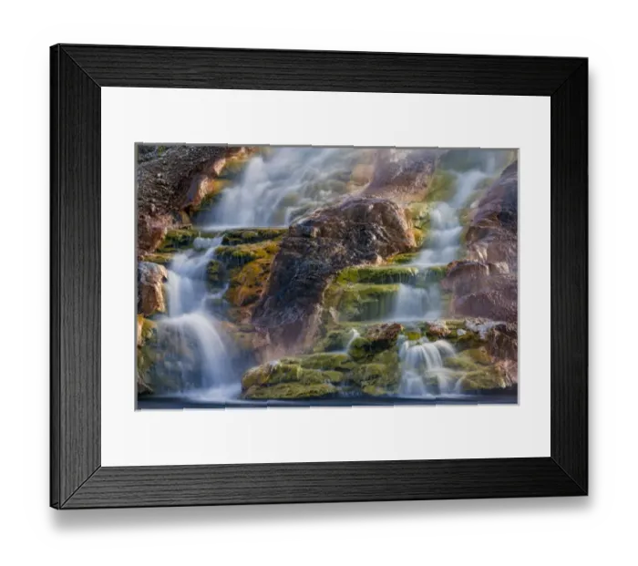 Framed Print : Hot water runoff from Grand Prismatic Spring and Excelsior Geyser, Midway Geyser Basin