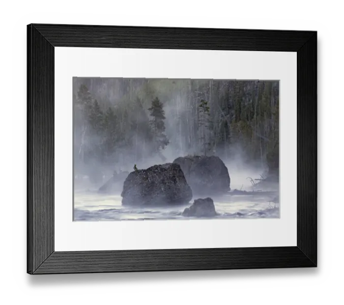 Framed Print : Boulders in early morning mist, Gibbon River, Yellowstone National Park, Wyoming Framed Print : Boulders in early morning mist, Gibbon River, Yellowstone National Park, Wyoming
