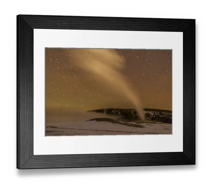Framed Print : USA, Wyoming, Yellowstone National Park. Old Faithful Geyser at night. Credit as Framed Print : USA, Wyoming, Yellowstone National Park. Old Faithful Geyser at night. Credit as