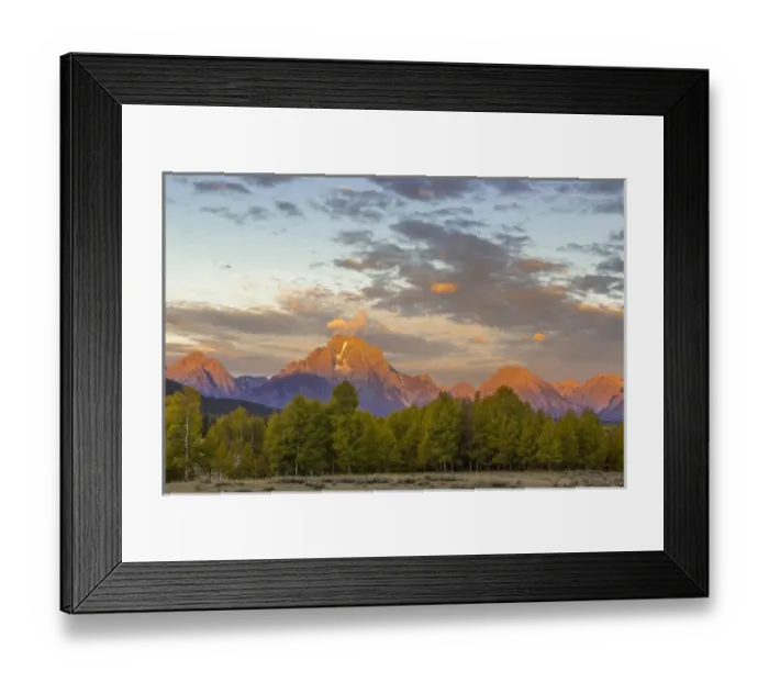 Framed Print : USA, Wyoming, Grand Teton National Park. Mount Moran and Teton Range at sunrise. Credit as Framed Print : USA, Wyoming, Grand Teton National Park. Mount Moran and Teton Range at sunrise. Credit as