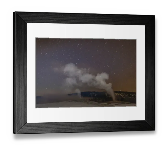 Framed Print : USA, Wyoming, Yellowstone National Park. Old Faithful Geyser at night. Credit as Framed Print : USA, Wyoming, Yellowstone National Park. Old Faithful Geyser at night. Credit as