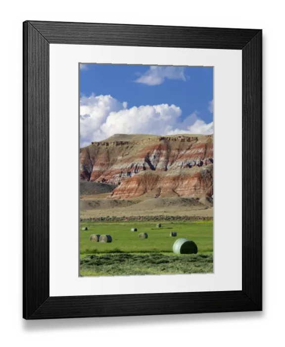 Framed Print : Red rock cliffs and newly harvested alfalfa hay near Dubois, Wyoming, USA Framed Print : Red rock cliffs and newly harvested alfalfa hay near Dubois, Wyoming, USA