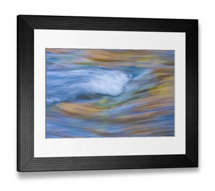 Framed Print : USA, Wyoming, Sublette County, Pine Creek abstract of blurry wave and reflected autumn