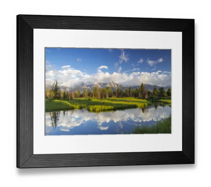 Framed Print : Teton mountains relfect in Schwabacher Landing on the Snake River in Grand Teton National Park
