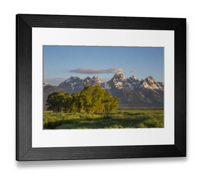 Framed Print : USA, Wyoming, Grand Teton National Park, a small cloud hits the top of the Grand Framed Print : USA, Wyoming, Grand Teton National Park, a small cloud hits the top of the Grand