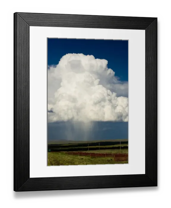 Framed Print : Cumulus clouds and virga hitting the ground (observable streak or shaft of precipitation